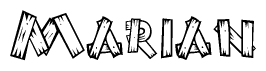 The image contains the name Marian written in a decorative, stylized font with a hand-drawn appearance. The lines are made up of what appears to be planks of wood, which are nailed together