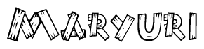 The clipart image shows the name Maryuri stylized to look as if it has been constructed out of wooden planks or logs. Each letter is designed to resemble pieces of wood.
