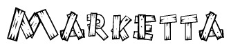 The image contains the name Marketta written in a decorative, stylized font with a hand-drawn appearance. The lines are made up of what appears to be planks of wood, which are nailed together