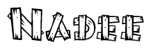 The clipart image shows the name Nadee stylized to look as if it has been constructed out of wooden planks or logs. Each letter is designed to resemble pieces of wood.