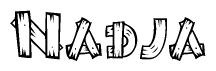 The image contains the name Nadja written in a decorative, stylized font with a hand-drawn appearance. The lines are made up of what appears to be planks of wood, which are nailed together