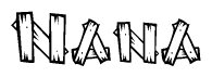 The clipart image shows the name Nana stylized to look as if it has been constructed out of wooden planks or logs. Each letter is designed to resemble pieces of wood.