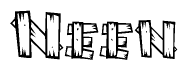 The image contains the name Neen written in a decorative, stylized font with a hand-drawn appearance. The lines are made up of what appears to be planks of wood, which are nailed together