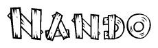 The clipart image shows the name Nando stylized to look like it is constructed out of separate wooden planks or boards, with each letter having wood grain and plank-like details.
