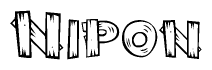 The image contains the name Nipon written in a decorative, stylized font with a hand-drawn appearance. The lines are made up of what appears to be planks of wood, which are nailed together
