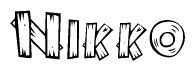 The clipart image shows the name Nikko stylized to look like it is constructed out of separate wooden planks or boards, with each letter having wood grain and plank-like details.