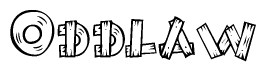 The image contains the name Oddlaw written in a decorative, stylized font with a hand-drawn appearance. The lines are made up of what appears to be planks of wood, which are nailed together