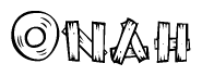 The clipart image shows the name Onah stylized to look like it is constructed out of separate wooden planks or boards, with each letter having wood grain and plank-like details.
