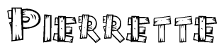 The clipart image shows the name Pierrette stylized to look like it is constructed out of separate wooden planks or boards, with each letter having wood grain and plank-like details.