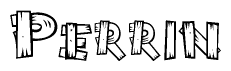 The clipart image shows the name Perrin stylized to look like it is constructed out of separate wooden planks or boards, with each letter having wood grain and plank-like details.