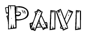 The clipart image shows the name Paivi stylized to look as if it has been constructed out of wooden planks or logs. Each letter is designed to resemble pieces of wood.