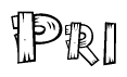 The clipart image shows the name Pri stylized to look as if it has been constructed out of wooden planks or logs. Each letter is designed to resemble pieces of wood.
