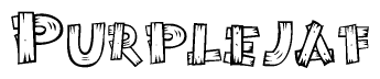 The image contains the name Purplejaf written in a decorative, stylized font with a hand-drawn appearance. The lines are made up of what appears to be planks of wood, which are nailed together