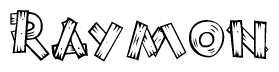 The clipart image shows the name Raymon stylized to look like it is constructed out of separate wooden planks or boards, with each letter having wood grain and plank-like details.