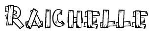 The clipart image shows the name Raichelle stylized to look like it is constructed out of separate wooden planks or boards, with each letter having wood grain and plank-like details.