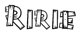 The clipart image shows the name Ririe stylized to look like it is constructed out of separate wooden planks or boards, with each letter having wood grain and plank-like details.