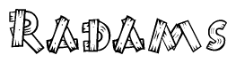 The clipart image shows the name Radams stylized to look like it is constructed out of separate wooden planks or boards, with each letter having wood grain and plank-like details.