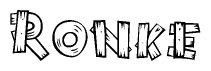 The clipart image shows the name Ronke stylized to look like it is constructed out of separate wooden planks or boards, with each letter having wood grain and plank-like details.