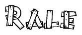 The clipart image shows the name Rale stylized to look as if it has been constructed out of wooden planks or logs. Each letter is designed to resemble pieces of wood.