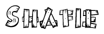 The clipart image shows the name Shafie stylized to look like it is constructed out of separate wooden planks or boards, with each letter having wood grain and plank-like details.