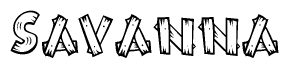 The clipart image shows the name Savanna stylized to look like it is constructed out of separate wooden planks or boards, with each letter having wood grain and plank-like details.