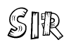 The clipart image shows the name Sir stylized to look like it is constructed out of separate wooden planks or boards, with each letter having wood grain and plank-like details.