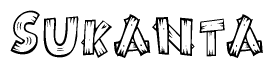 The clipart image shows the name Sukanta stylized to look like it is constructed out of separate wooden planks or boards, with each letter having wood grain and plank-like details.