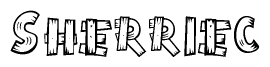 The clipart image shows the name Sherriec stylized to look as if it has been constructed out of wooden planks or logs. Each letter is designed to resemble pieces of wood.