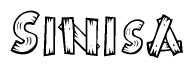 The clipart image shows the name Sinisa stylized to look like it is constructed out of separate wooden planks or boards, with each letter having wood grain and plank-like details.