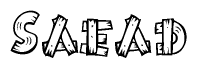 The clipart image shows the name Saead stylized to look like it is constructed out of separate wooden planks or boards, with each letter having wood grain and plank-like details.