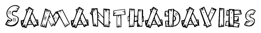 The image contains the name Samanthadavies written in a decorative, stylized font with a hand-drawn appearance. The lines are made up of what appears to be planks of wood, which are nailed together