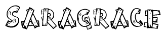 The clipart image shows the name Saragrace stylized to look like it is constructed out of separate wooden planks or boards, with each letter having wood grain and plank-like details.