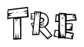 The image contains the name Tre written in a decorative, stylized font with a hand-drawn appearance. The lines are made up of what appears to be planks of wood, which are nailed together