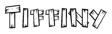 The clipart image shows the name Tiffiny stylized to look like it is constructed out of separate wooden planks or boards, with each letter having wood grain and plank-like details.
