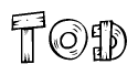 The clipart image shows the name Tod stylized to look as if it has been constructed out of wooden planks or logs. Each letter is designed to resemble pieces of wood.