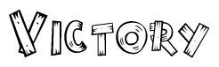 The clipart image shows the name Victory stylized to look as if it has been constructed out of wooden planks or logs. Each letter is designed to resemble pieces of wood.
