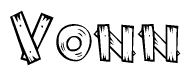 The clipart image shows the name Vonn stylized to look like it is constructed out of separate wooden planks or boards, with each letter having wood grain and plank-like details.