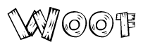 The clipart image shows the name Woof stylized to look like it is constructed out of separate wooden planks or boards, with each letter having wood grain and plank-like details.