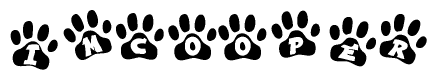 The image shows a series of animal paw prints arranged horizontally. Within each paw print, there's a letter; together they spell Imcooper