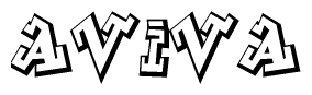 The clipart image depicts the word Aviva in a style reminiscent of graffiti. The letters are drawn in a bold, block-like script with sharp angles and a three-dimensional appearance.