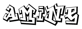 The image is a stylized representation of the letters Amine designed to mimic the look of graffiti text. The letters are bold and have a three-dimensional appearance, with emphasis on angles and shadowing effects.