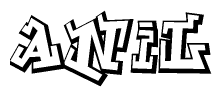 The clipart image depicts the word Anil in a style reminiscent of graffiti. The letters are drawn in a bold, block-like script with sharp angles and a three-dimensional appearance.