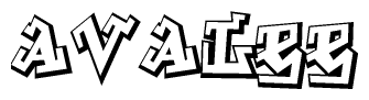 The clipart image depicts the word Avalee in a style reminiscent of graffiti. The letters are drawn in a bold, block-like script with sharp angles and a three-dimensional appearance.