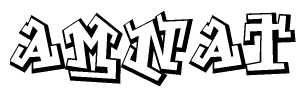 The image is a stylized representation of the letters Amnat designed to mimic the look of graffiti text. The letters are bold and have a three-dimensional appearance, with emphasis on angles and shadowing effects.