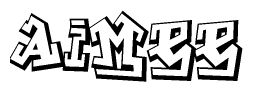 The clipart image depicts the word Aimee in a style reminiscent of graffiti. The letters are drawn in a bold, block-like script with sharp angles and a three-dimensional appearance.