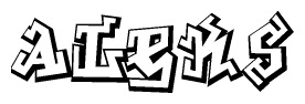 The clipart image features a stylized text in a graffiti font that reads Aleks.