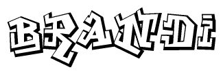 The image is a stylized representation of the letters Brandi designed to mimic the look of graffiti text. The letters are bold and have a three-dimensional appearance, with emphasis on angles and shadowing effects.