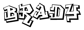 The clipart image depicts the word Brady in a style reminiscent of graffiti. The letters are drawn in a bold, block-like script with sharp angles and a three-dimensional appearance.