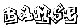 The image is a stylized representation of the letters Bamse designed to mimic the look of graffiti text. The letters are bold and have a three-dimensional appearance, with emphasis on angles and shadowing effects.