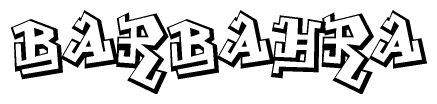 The image is a stylized representation of the letters Barbahra designed to mimic the look of graffiti text. The letters are bold and have a three-dimensional appearance, with emphasis on angles and shadowing effects.